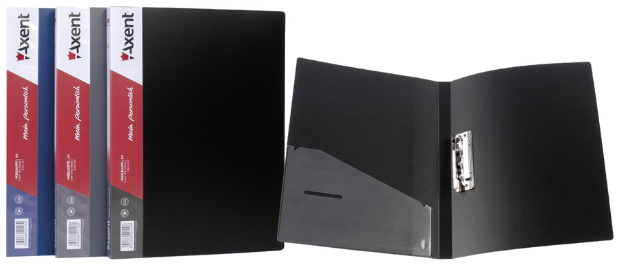 Папка з бічним прижимом А4, 20мм., пластик, чорн. Axent — фото 3