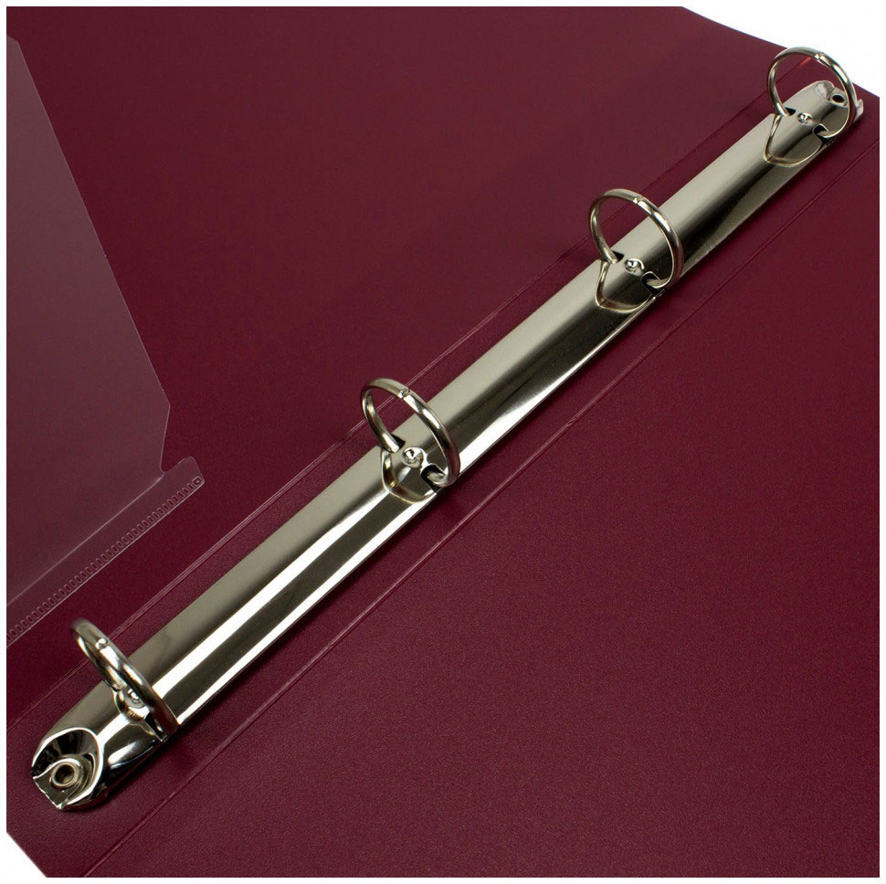 Папка А4, 35мм., 4кольца, пластик PP, внутренний карман, бордо Axent - фото 5