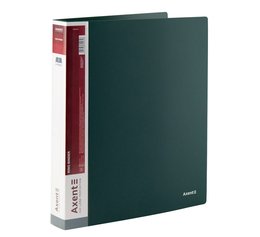 Папка А4, 35мм., 4кільця, пластик PP, внутрішня кишеня, зелен. Axent — фото 6