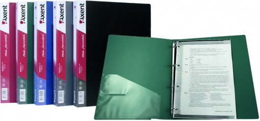 Папка А4, 35мм., 4кільця, пластик PP, внутрішня кишеня, сір. Axent — фото 5