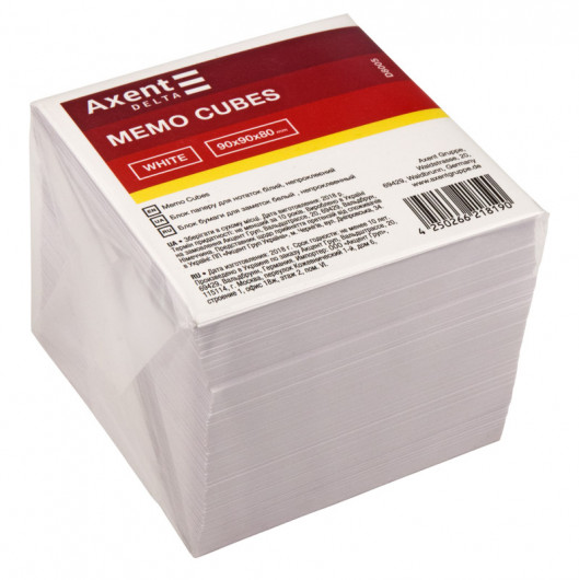 Блок для запису неклеєний 9*9*80мм., Delta (D8005) Білий Axent — фото 3