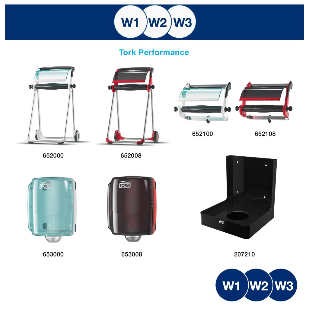 Диспенсер для материалов в рулоне Tork Performance, настенный, (W1), бел./голубой Tork - фото 4