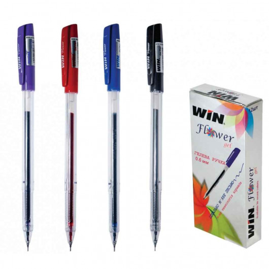 Гельова ручка FLOWER, корпус проз., ст. чорн. WIN — фото 3