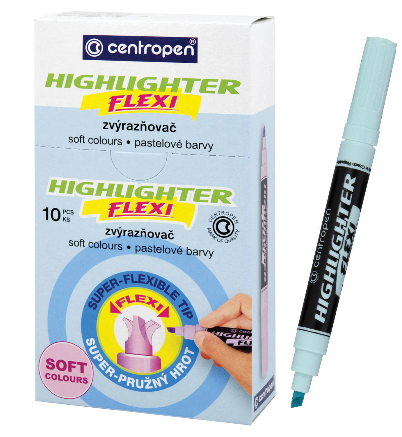 Маркер текстовий Highlighter Flexi 8542, 1-5мм, пастельний блакитний.. Centropen — фото 7