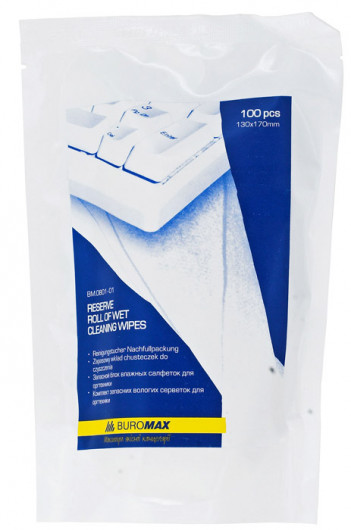Серветки вологі для чищення оргтех., змінні в кульку, 100шт. (BM.0801-01) BuroMax — фото 2