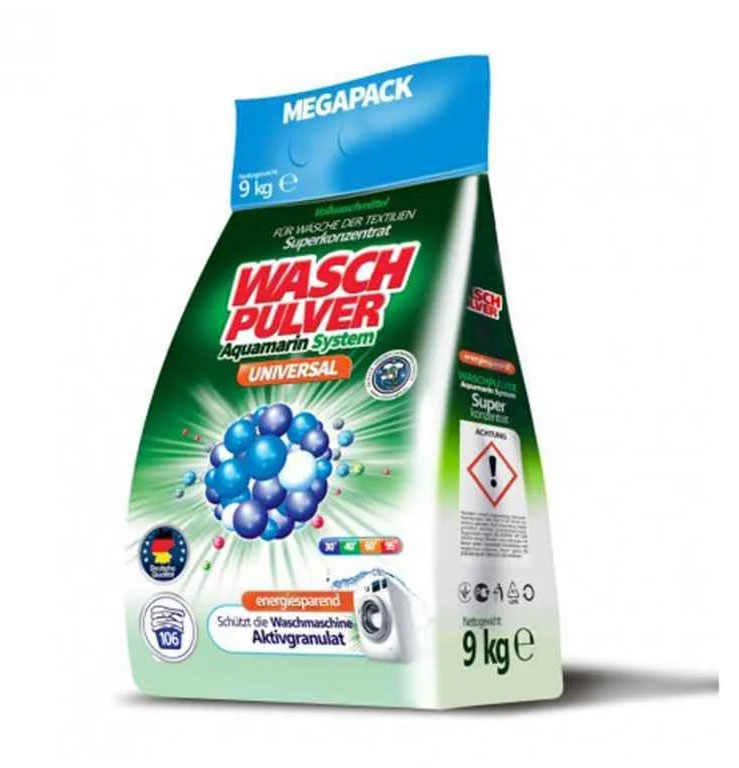Пральний порошок WASCH PULVER UNIVERSAL, автомат універсал, без фосфатів, 9кг. WASCH PULVER — фото 1