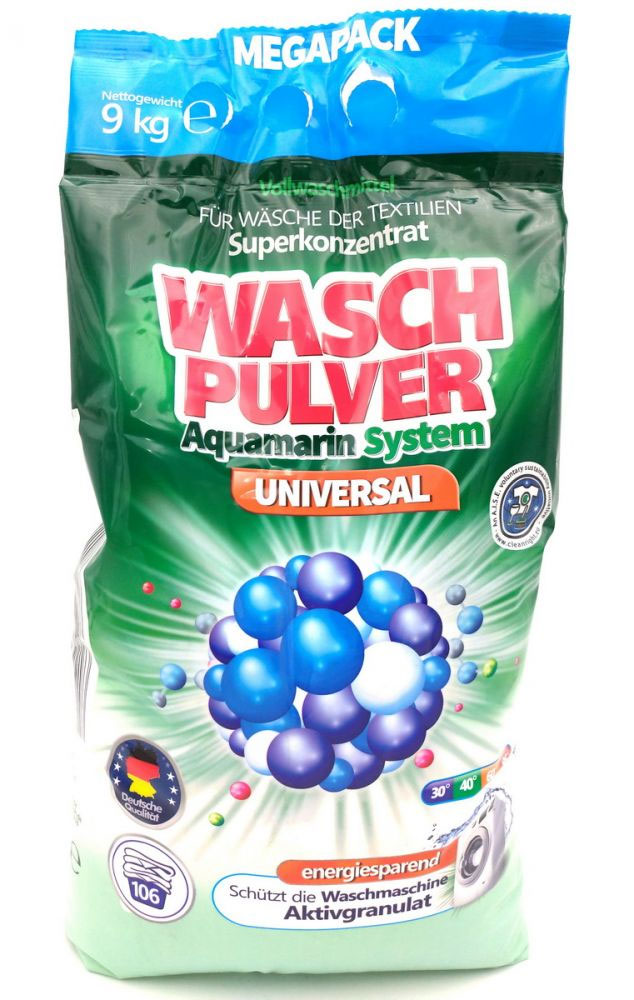 Пральний порошок WASCH PULVER UNIVERSAL, автомат універсал, без фосфатів, 9кг. WASCH PULVER — фото 2