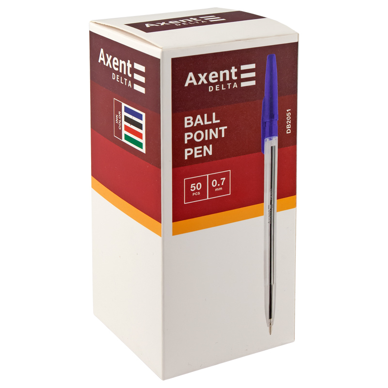 Ручка кулькова, корпус прозорий, DB 2051, стержень черв. Axent — фото 3