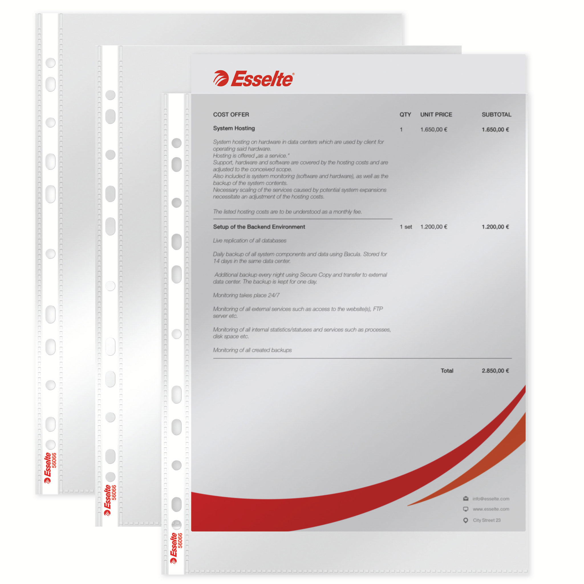 Файл глянсовий А4, 55мкм, верхній розріз, 100шт./уп. Esselte — фото 5