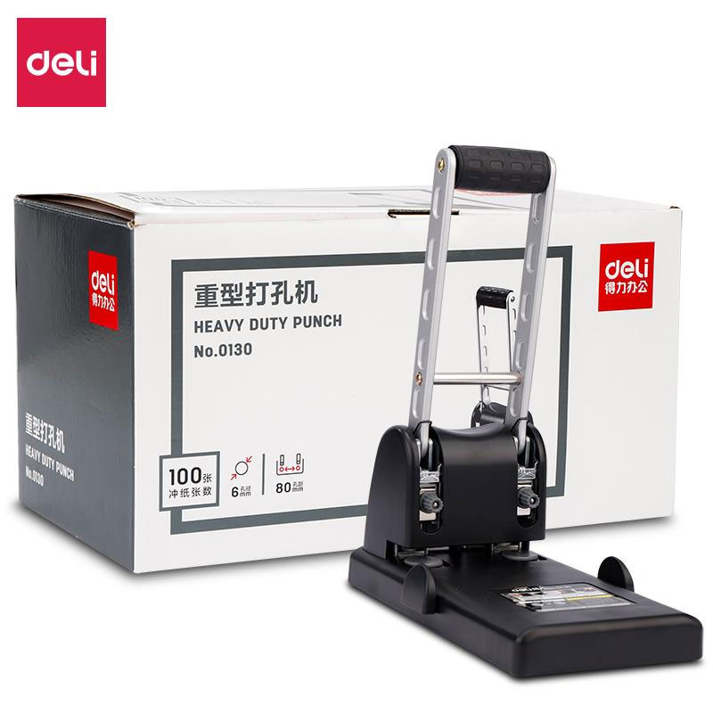 Діркопробивач великий, на 2 отвори, до 100 аркушів (E0130) DELI — фото 5