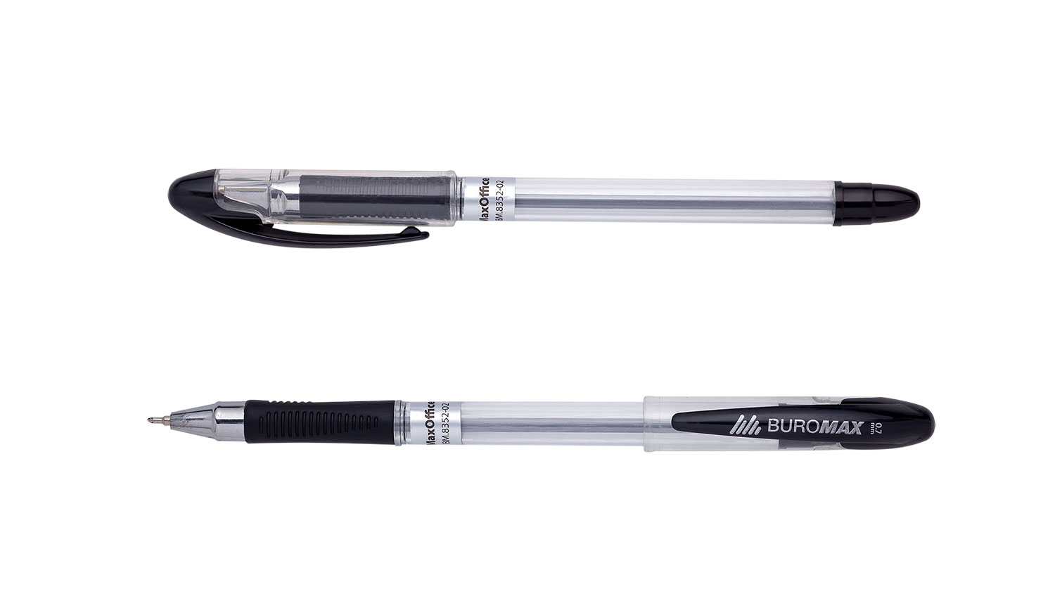 Ручка шариковая MaxOFFICE, 0,7мм., корпус прозрачный, стержень черн. BuroMax - фото 2