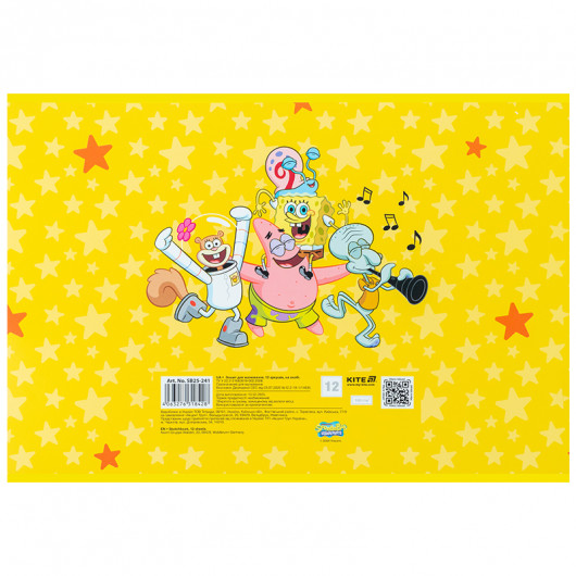 Тетрадь для рисования, 12 лист., скоба, софт тач + УФ лак, Sponge Bob (SB25-241) Kite - фото 11