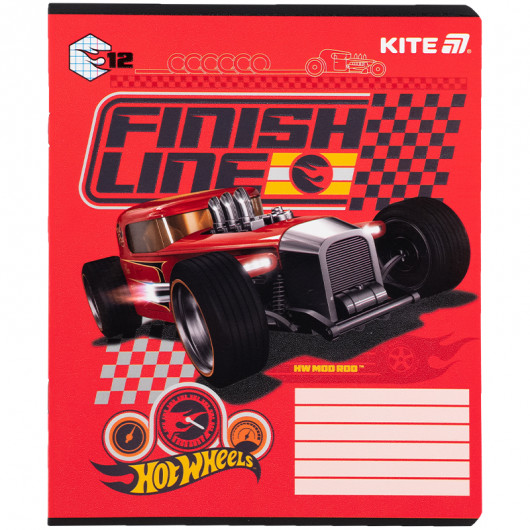 Зошит 12 арк., кл., гібр. лак + УФ лак, Hot Wheels-1 (HW25-232-1) Kite — фото 14