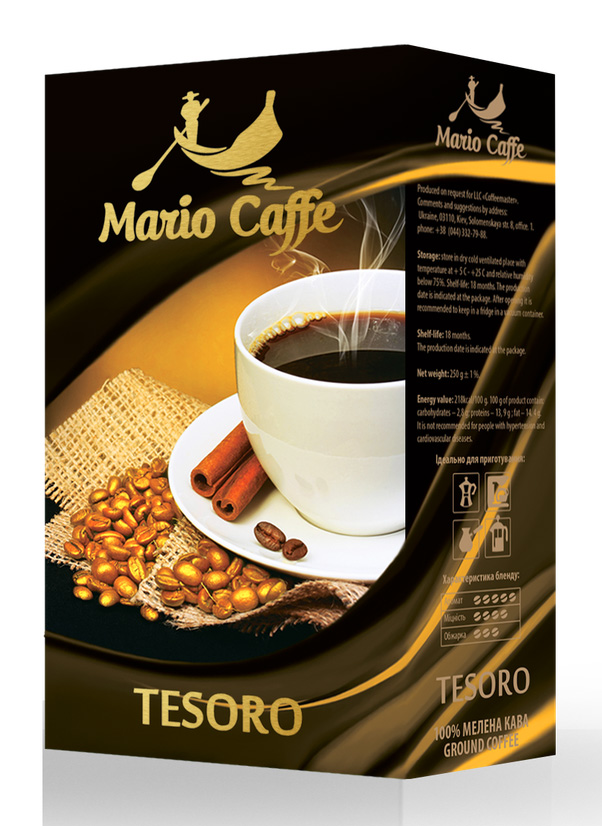 Кофе молотый Tesoro 250г., купаж арабика/робуста Mario - фото 1