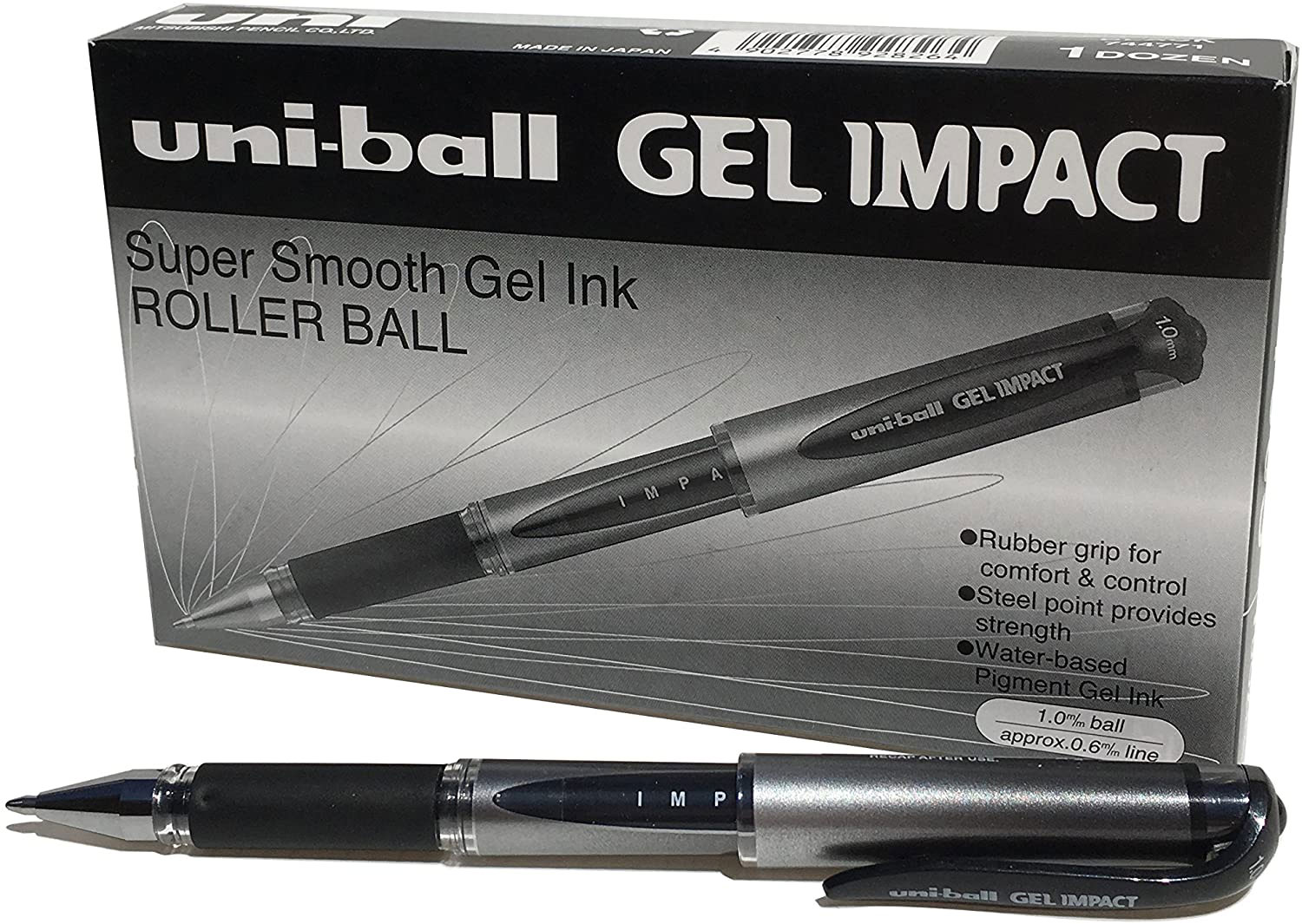 Гелевая ручка Uni-ball Gel Impact 1,0мм., корпус серо-черн., стержень черн. Uni - фото 8