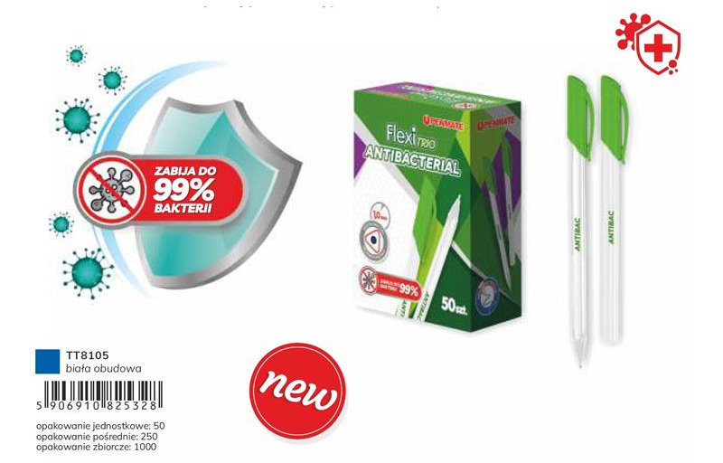 Ручка шариковая Flexi Trio Jet Antibacterial, треуголный пласт. корп. с антибактериальным покр., син Penmate - фото 1