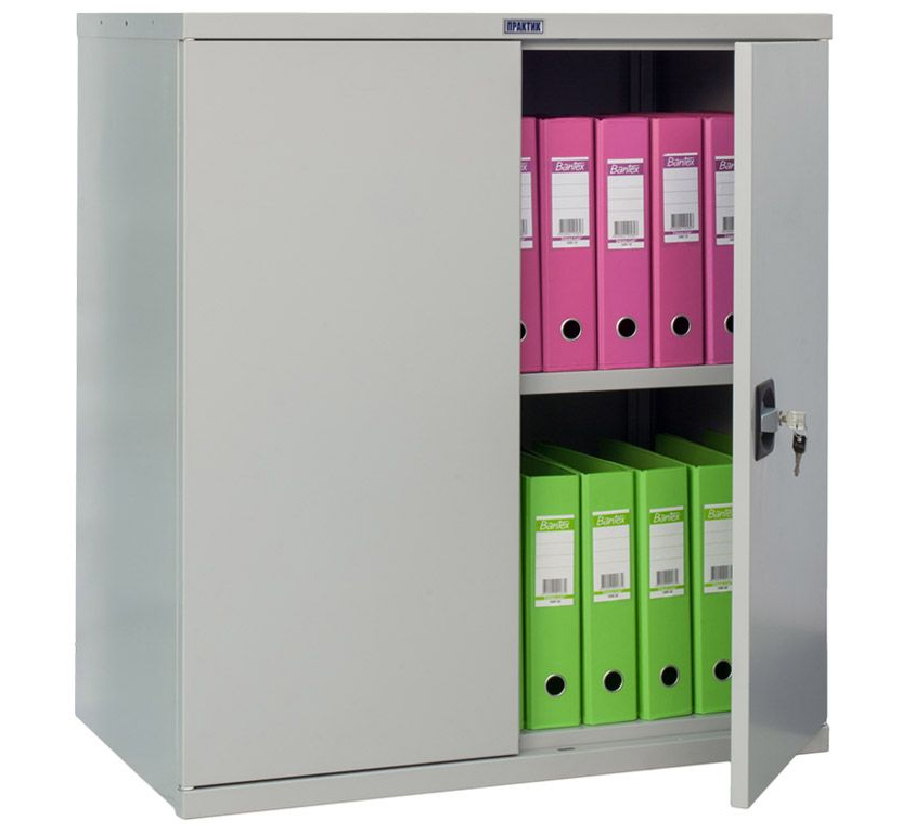 Шкаф архивный 1 полка (930*850*500мм.) метал., замок, серый Практик - фото 1
