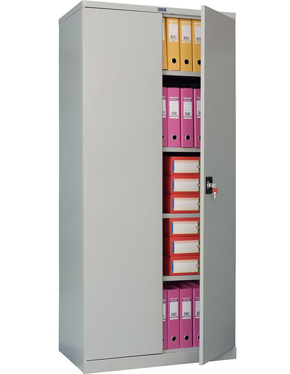 Шафа архівна на 4 полиці (1860*850*500) металева з замком, сірий Практик - фото 1