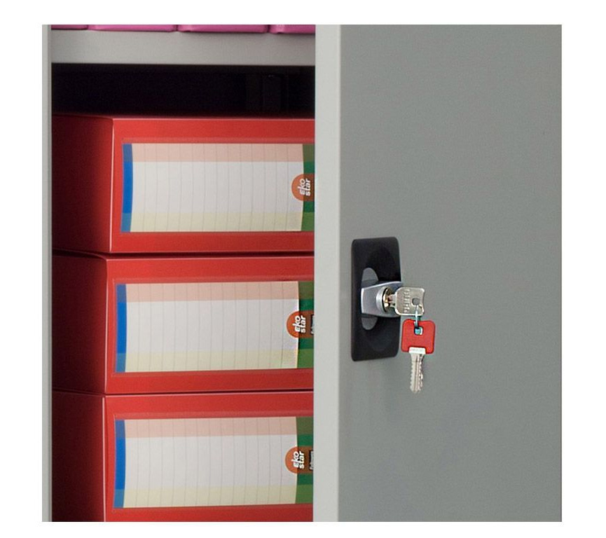 Шафа архівна на 4 полиці (1860*850*500) металева з замком, сірий Практик - фото 4