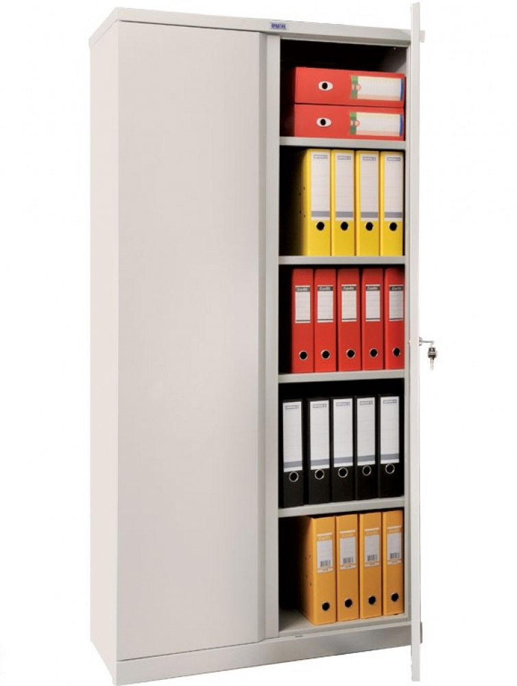 Шкаф архивный 4 полки (1830*915*370мм.) метал., замок, серый Практик - фото 1