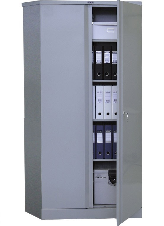 Шкаф архивный 4 полки (1830*915*370мм.) метал., замок, серый Практик - фото 4