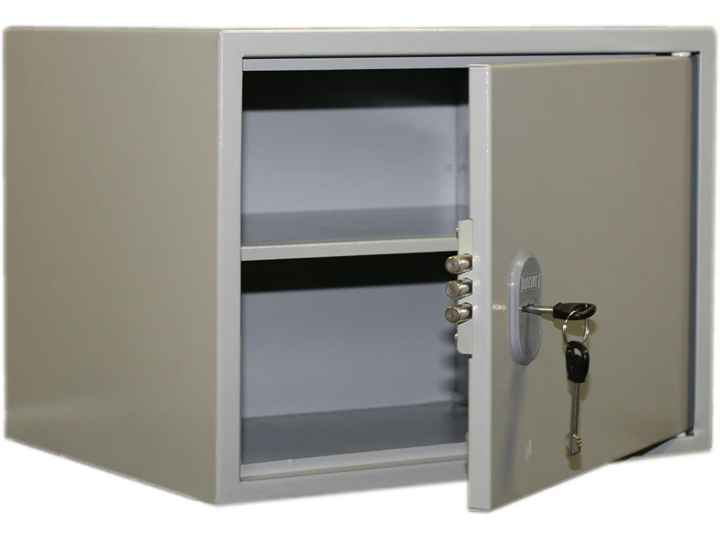 Шкаф бухгалтерский 1 полка съемная (320*420*350мм.) метал., замок, серый Практик - фото 1