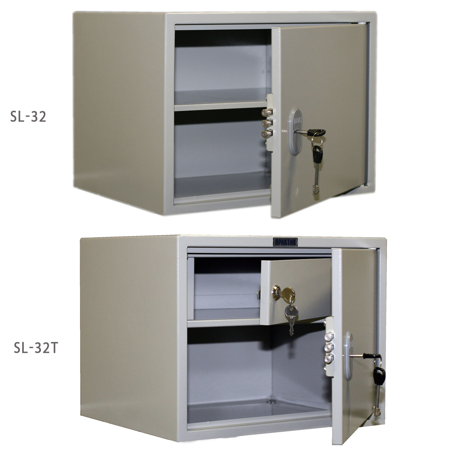 Шкаф бухгалтерский 1 полка съемная (320*420*350мм.) метал., замок, серый Практик - фото 4