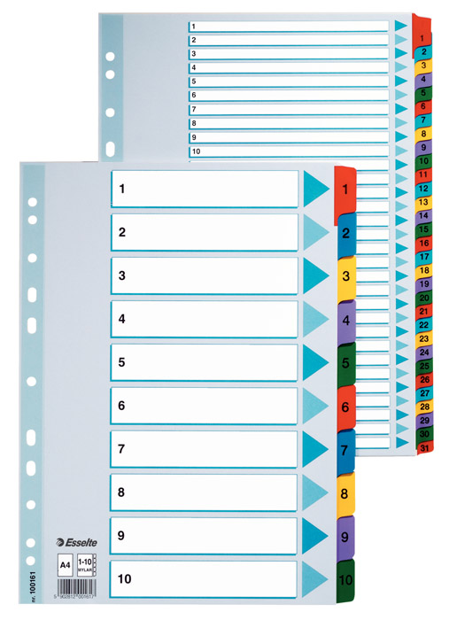 Розділювач сторінок цифровий Mylar 1-10 , картонний Esselte — фото 4