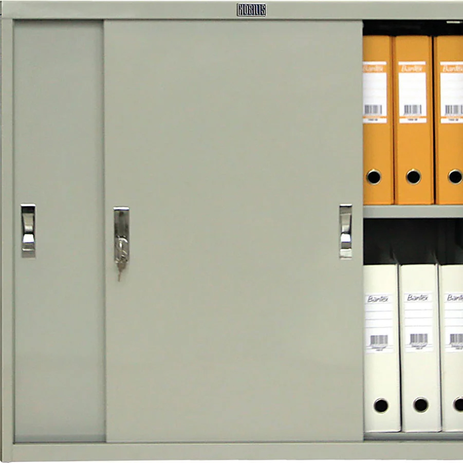 Шкаф бухгалтерский 1 полка, 2 двери, (832*915*458мм.) метал., замок, серый Практик - фото 1