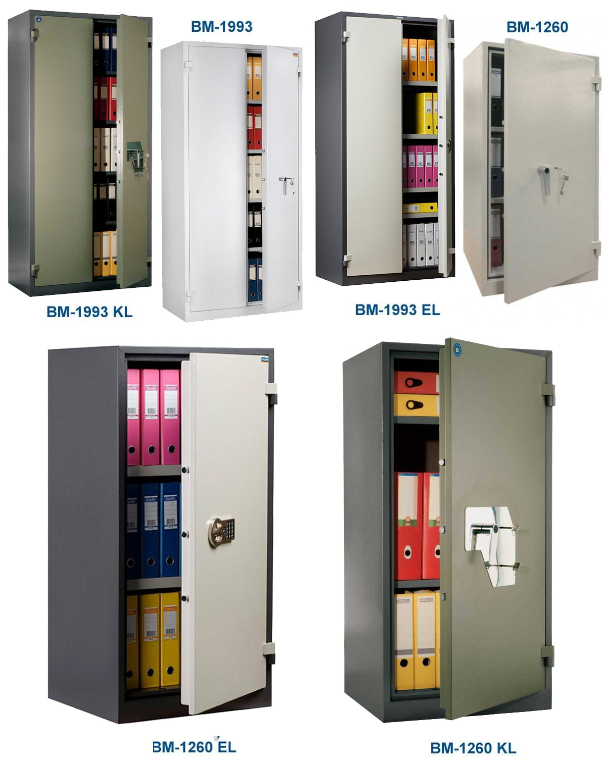 Шафа вогнестійка на 4 полиці, дві двері (1950*930*520) металева,  з замком, сірий Valberg - фото 2