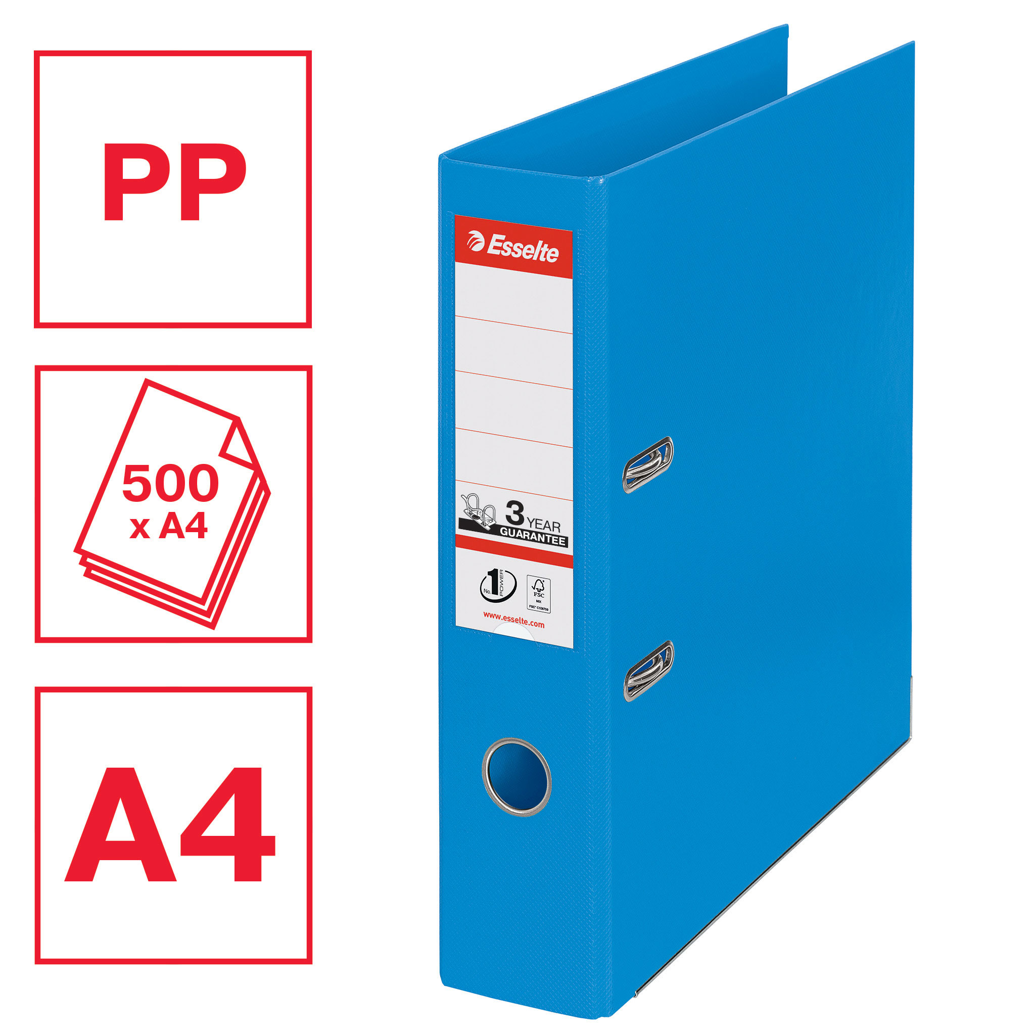 Регистратор 7,5см. А4 (PP), No.1 Power Vivida, син. Esselte - фото 8