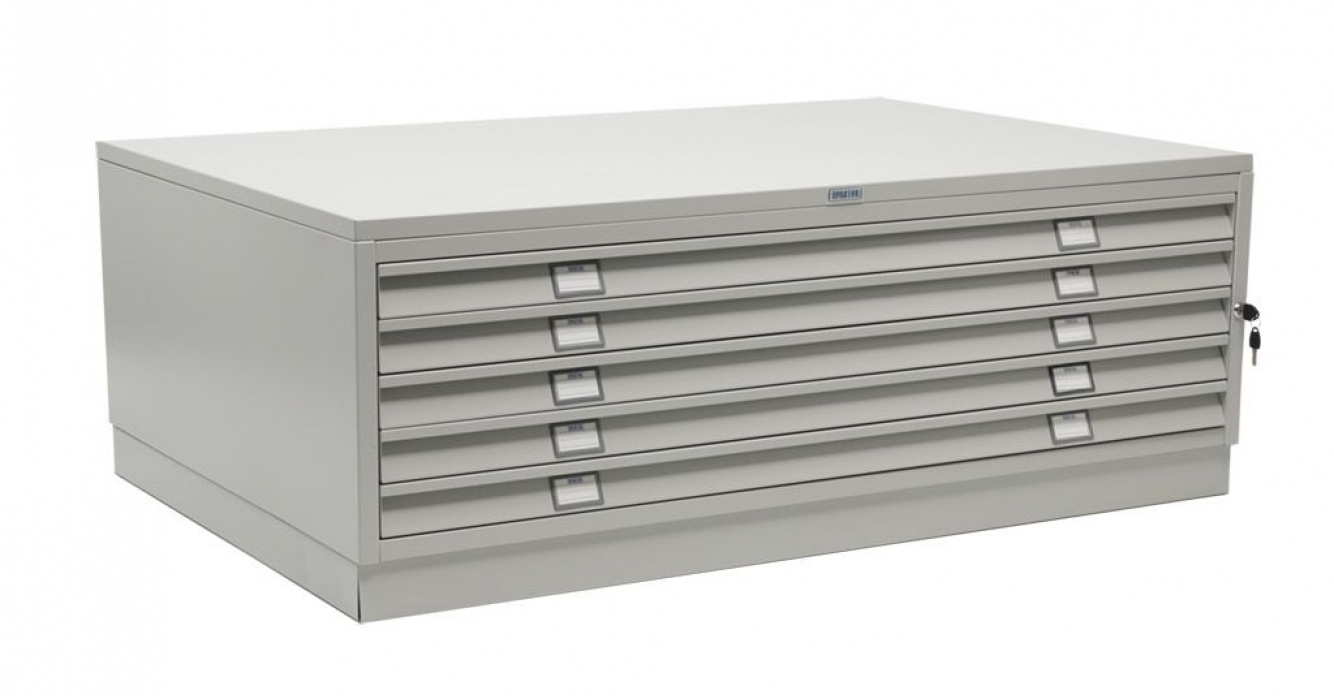 Шафа картотечна на 5ящ., 1010*691*465мм.,База,  металева з замком, сірий Практик - фото 1