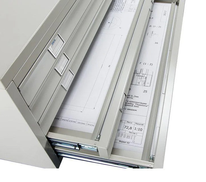 Шафа картотечна на 5ящ., 1010*691*465мм.,База,  металева з замком, сірий Практик - фото 2