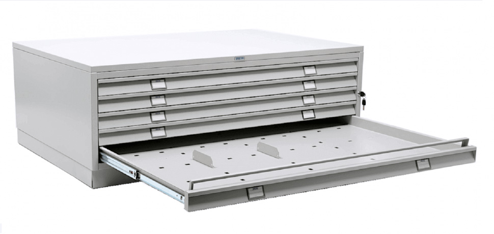 Шафа картотечна на 5ящ., 1010*691*465мм.,База,  металева з замком, сірий Практик - фото 3