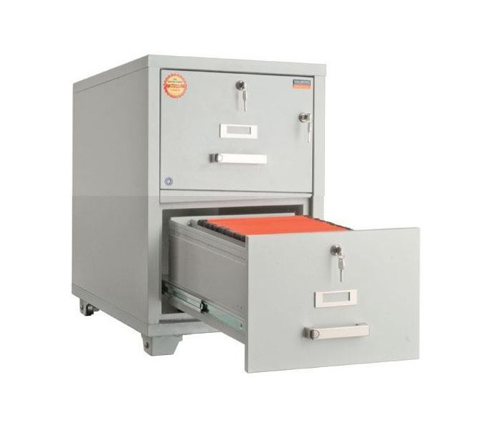 Шафа картотечна, вогнестійка, для підвісних файлів на 2ящ., 769*559*811мм., металева з замком, корич Valberg - фото 1