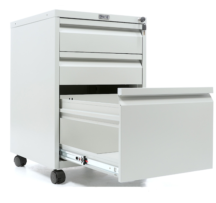 Тумба мобільна 3 ящика (700*470*490) металева, сірий Практик - фото 1