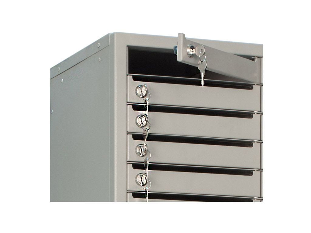 Шкаф абонентский, 60ячеек с замками+ общий замок (1803*600*408мм.) метал., серый Практик - фото 1