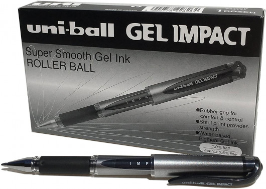 Гельова ручка Uni-ball Gel Impact 1,0мм., корпус серо-чорн., ст. чорн. Uni — фото 7