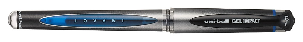 Гелева ручка Uni-ball Gel Impact 1,0мм., корпус серо-чорн., ст. син. Uni — фото 8