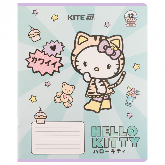 Тетрадь 12 лист., лин., УФ лак + глитер, Hello Kitty-1 (HK25-234-1) Kite - фото 12