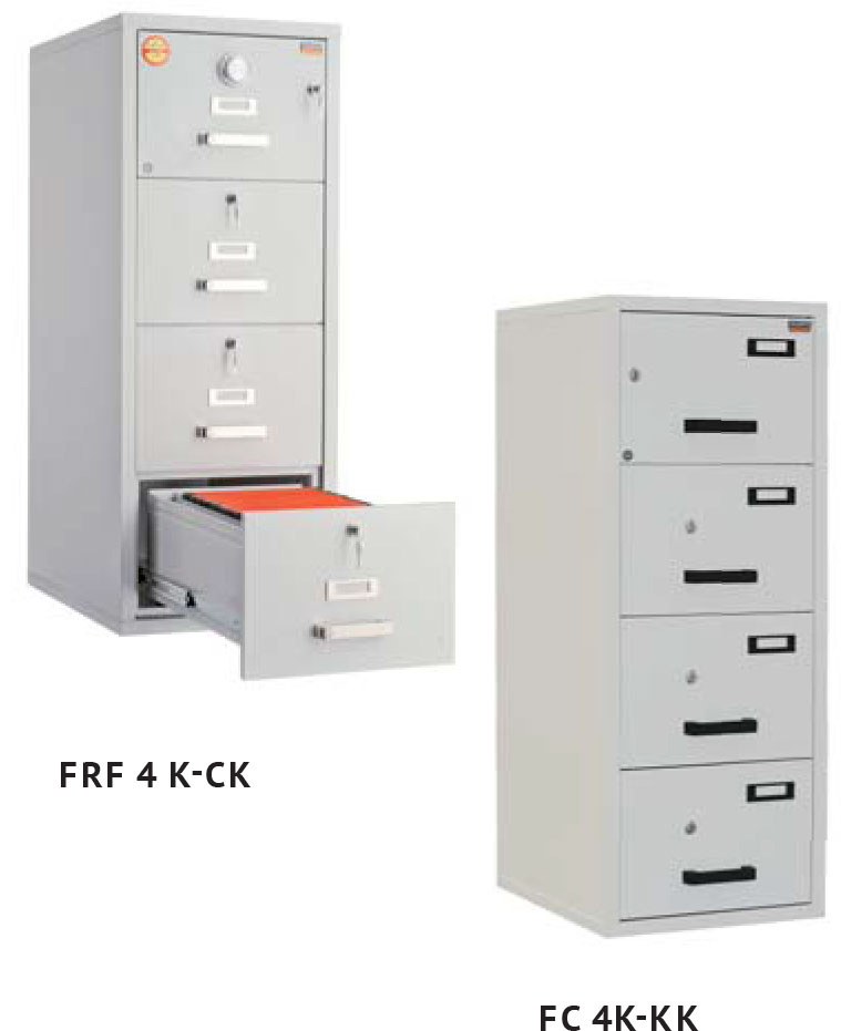 Шкаф картотечный, огнестойкий. для подвесных файлов 4 ящика, (1464*559*811мм) метал., замок, серый Valberg - фото 3