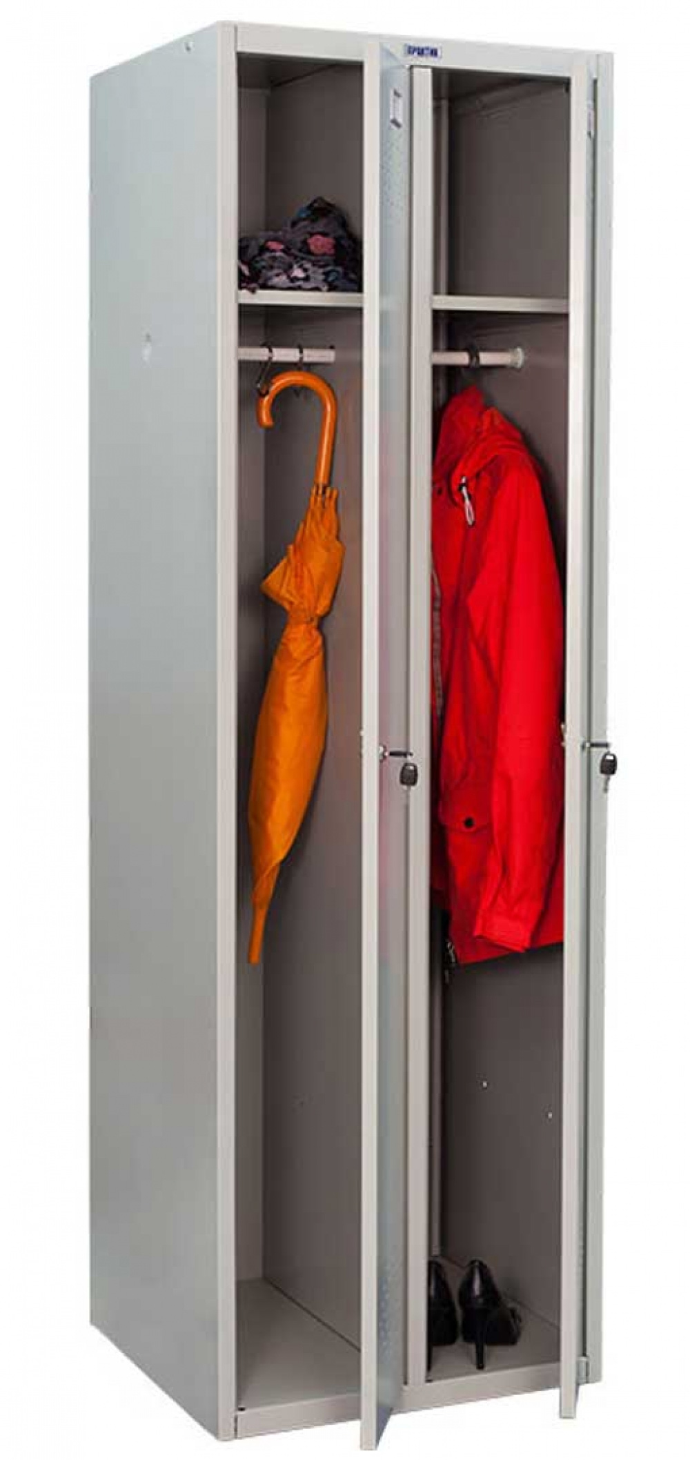 Шафа для роздягалень, дві двері (1830*575*500мм) метал., замок, сірий Практик - фото 1