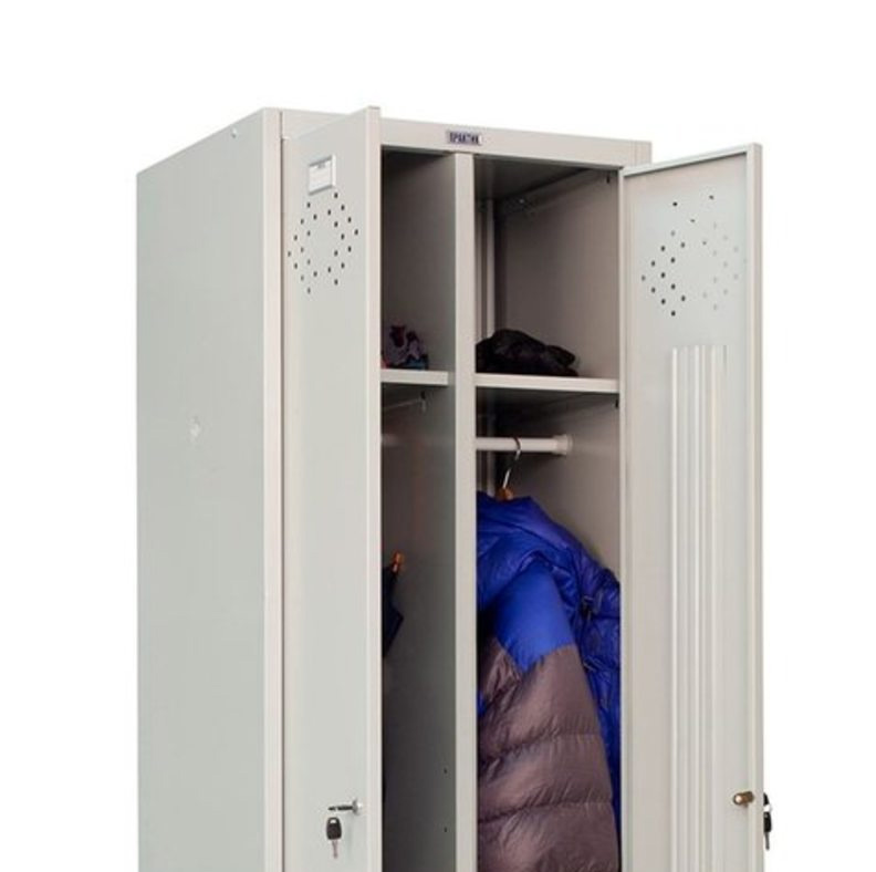 Шафа для роздягалень, дві двері (1830*575*500мм) метал., замок, сірий Практик - фото 3