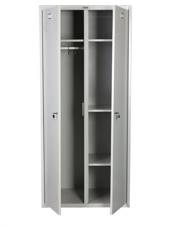 Шкаф для раздевалок, две двери, две секции (1830*813*500мм) метал., замок, серый Практик - фото 2