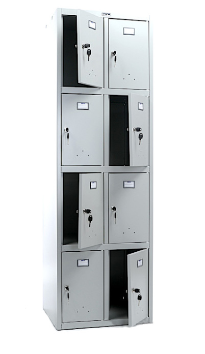 Шафа для роздягалень, 8 дверей, 8 секцій (1830*575*500мм) метал., замок, сірий Практик - фото 1