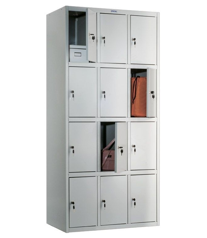 Шафа для роздягалень, 12 двері, 12 секції (1830*850*500мм) метал., замок, сірий Практик - фото 1