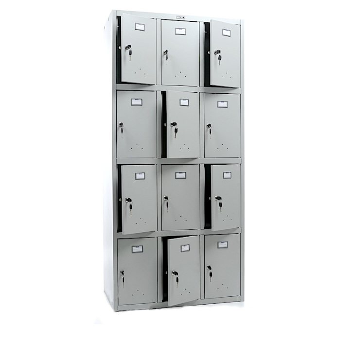 Шафа для роздягалень, 12 двері, 12 секції (1830*850*500мм) метал., замок, сірий Практик - фото 2