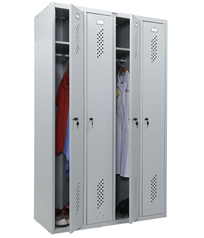 Шкаф для раздевалок, 4 двери, 4 секции (1830*1130*500мм) метал., замок, серый Практик - фото 2