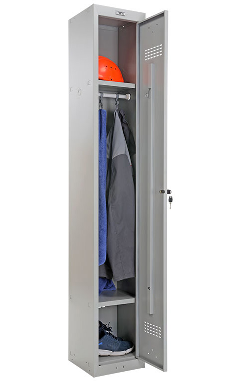 Шкаф для раздевалок, 1 дверь, Усиленный (1830*300*500мм) метал., замок, База, серый Практик - фото 3