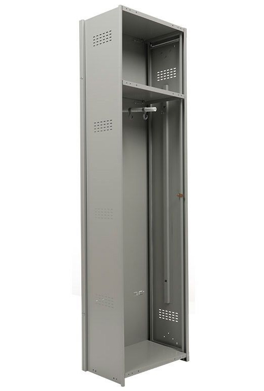 Шкаф для раздевалок, 1 дверь, Усиленный (1830*300*500мм) метал., замок Доп. модуль, серый Практик - фото 3